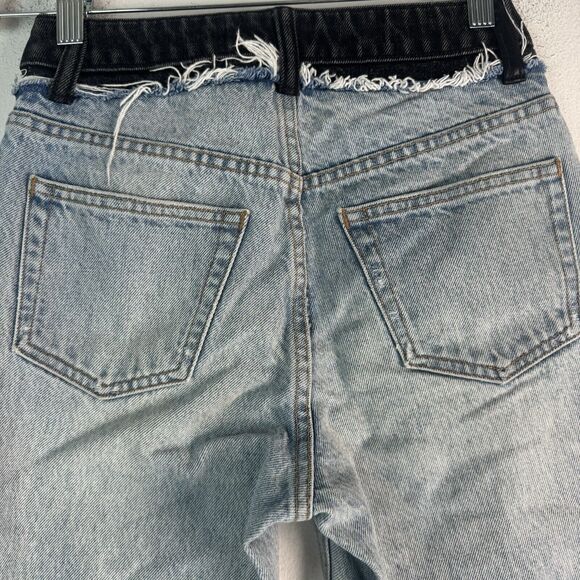 Alexander Wang Women’s Sz 24 Blue and Black Cult Duo Straight Leg Crop Jeans - Picture 6 of 16